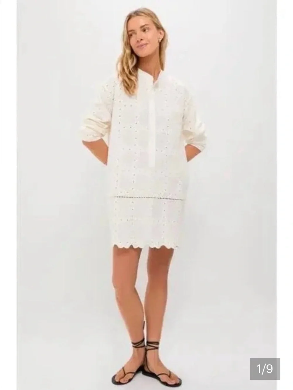 Tuckernuck Eyelet Tunic Dress in Cream by Hyacinth House - Picture 1 of 7